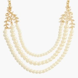 J. Crew Three-layer Pearl and Crystal Statement Necklace NWT